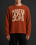 White Love GLFS Waffle Knit Oversized Tee Rust Orange