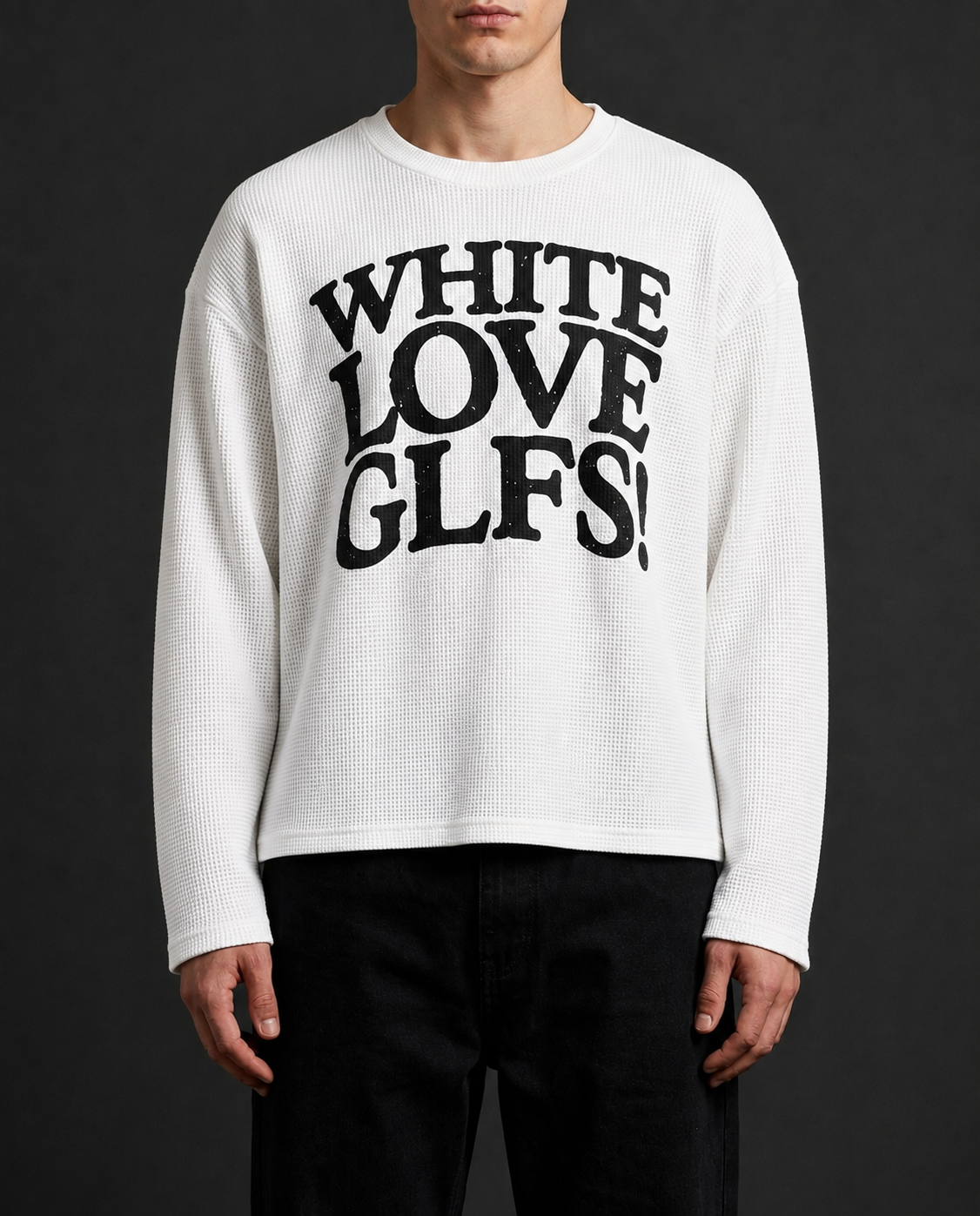 White Love GLFS Waffle Knit Oversized Tee Rust Orange