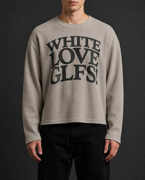 White Love GLFS Waffle Knit Oversized Tee Rust Orange